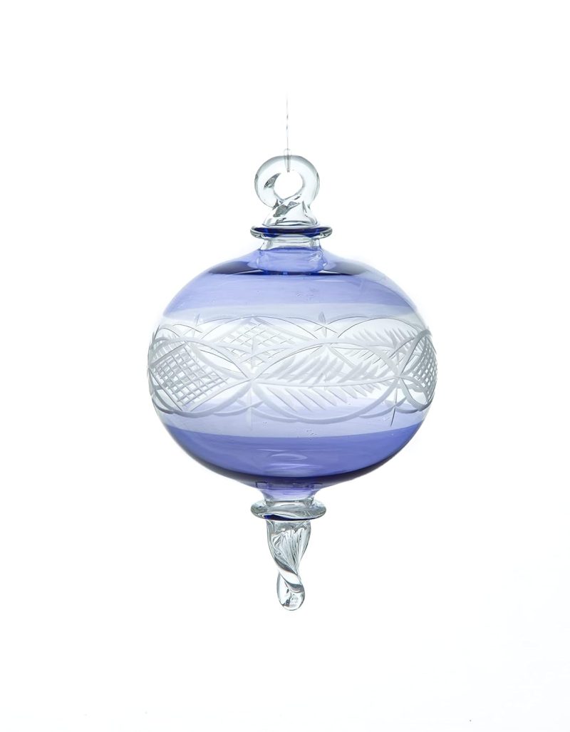 Christmas Ball Ornament Handmade - Hanging Christmas Tree Engraved Christmas ornament - Egyptian Handcrafted Christmas Glass Ornament For