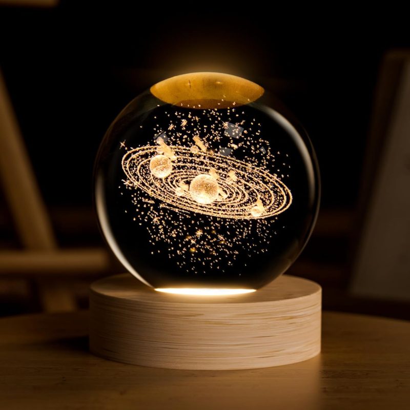Galaxy Crystal Ball, 2.4 inch(60mm) Decorative Quartz Glass Ball, Globes Present Glass Sphere with Wooden Base, Paperweight Crystal Display Sculpture H Crafts for Women Friends - Image 2