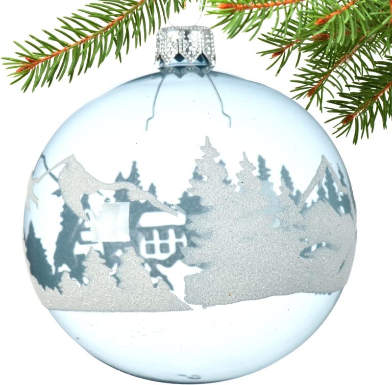 Blue Mountain Blown Glass Ornaments - Set of 2 Misty Blue European Glass Ornaments - Image 2