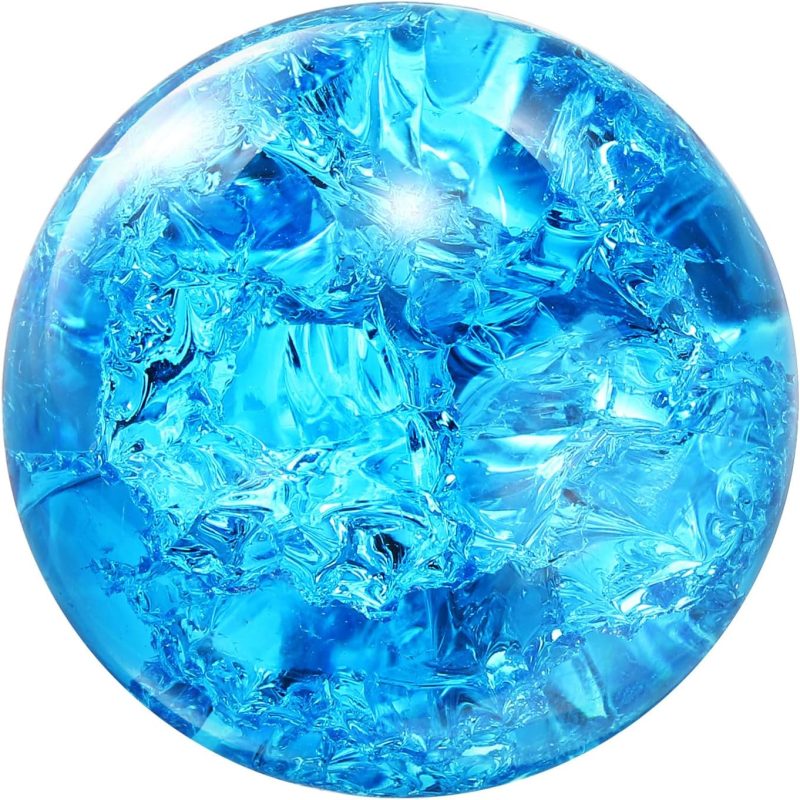 40mm/1.6" Crystal Sphere Ball Ice Cracked Glass Solid Decorative Sphere Crystal Ball Prop Ornament for Feng Shui Divination Fortune Telling Tabletop Fountain Decoration, Lake Blue