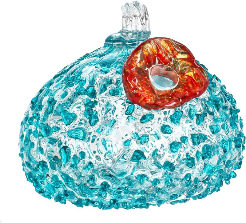 Hand Blown Blue Glass Decorative Balls Hanging Glass Ornament Ball for Indoor Window Garden Outside H